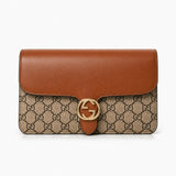 Sac Gucci marron en cuir et toile GG