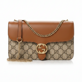 Sac Gucci marron en cuir et toile GG