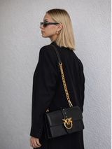 Sac à bandoulière Pinko Love Bag Icon Seta en cuir noir